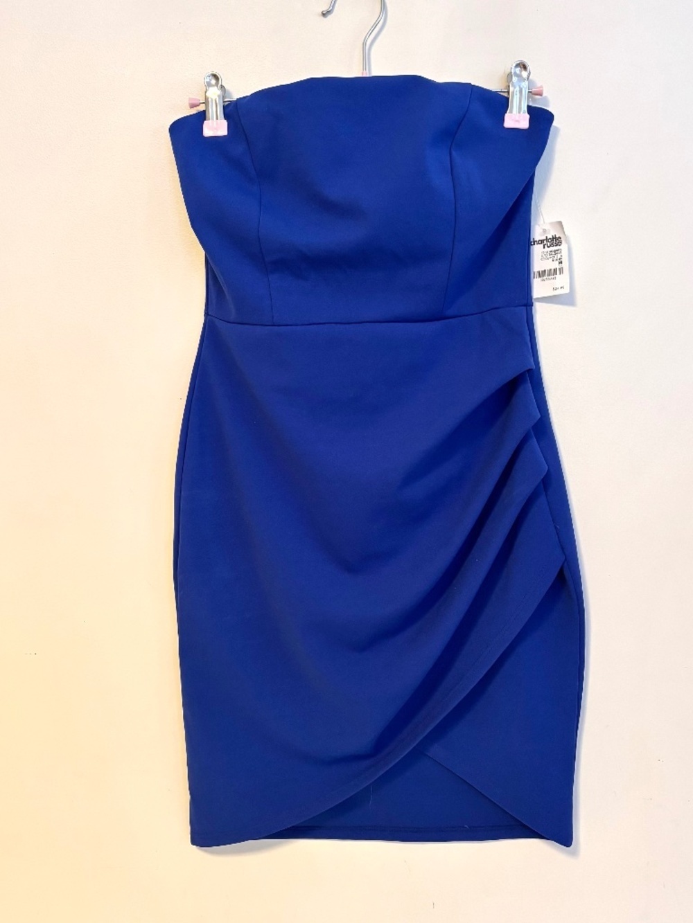 Charlotte Russe Formal Strapless Padded Bodycon Slit Mini Dress Blue Medium NWT